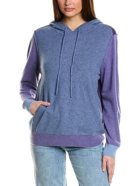 Collaboration Cashmere Hoodie S Blue Purple Colorbloc Pullover Sweater Soft Luxe